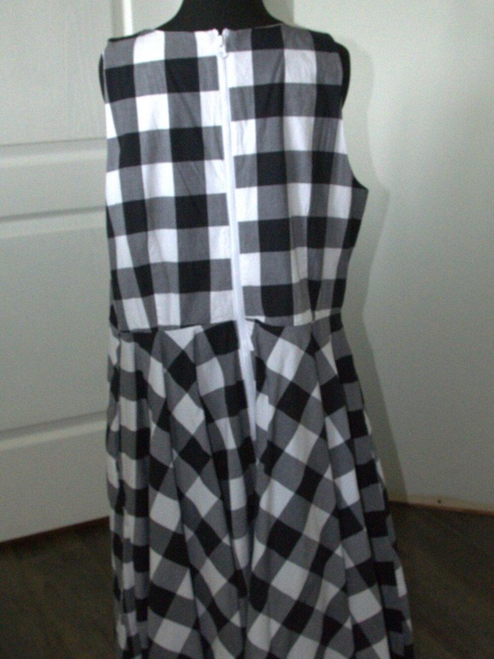 Lane Bryant Black and White Gingham Cotton Midi Dress - Picture 3 of 7